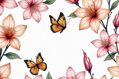Flower Border With Butterfly Background Product Image 1