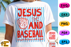 Jesus And Baseball SVG, PNG, Preppy Game Day, Baseball Mom Product Image 1