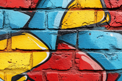 Brick Wall with Colorful Graffiti Background Wallpaper Product Image 1
