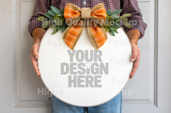 Autumn Round Wood Sign Mockup - Door Wood Sign Product Image 1