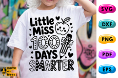 Little Miss 100 Days Smarter Svg, Png, Girl 100th Day Shirt Product Image 1