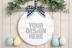 Easter Round Wood Sign Mockup - Door Wood Sign Product Image 1