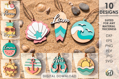 Summer Keychain Laser Cut. Summer Keyring SVG Product Image 1