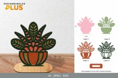 Potted Succulent Cute Plant 3D Layered Laser Cutting Design Product Image 1