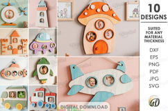 Kids Photo Frames Bundle Laser Cut. Wall Picture Frame SVG Product Image 1