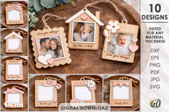 Mini Photo Frames Bundle Lasercut. Hanging Picture Frame SVG Product Image 1