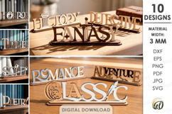 3D Book Genre Stands Bundle Laser Cut. Genre Sign Stand SVG Product Image 1
