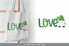 Green Gnome Holding Lucky Clover Beside of Love Text Design Product Image 1