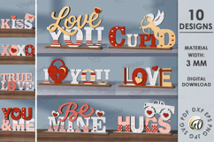 Valentine’s Day Word Stands Bundle Lasercut. Stand Decor SVG Product Image 1