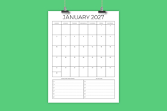 2027 Vertical 8.5 x 11 Inch Planner Calendar Template Product Image 1