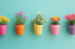 Colorful Flower Pots Background Wallpaper Product Image 1