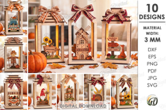 3D Fall Lanterns Decor Bundle Laser Cut. Stand Decor SVG Product Image 1