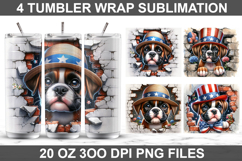 4Th Of July Dog Tumbler Sublimation PNG, 20 oz Tumbler Wrap Product Image 1