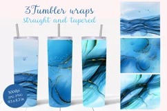 Alcohol Ink Water tumbler wrap 20 oz, skinny tumbler wrap Product Image 1