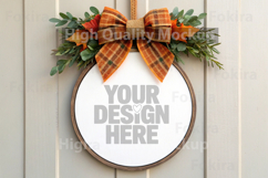 Autumn Round Wood Sign Mockup - Door Wood Sign Product Image 1
