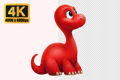 Red Brachiosaurus Dinosaur Transparent PNG Product Image 1