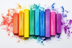 Colorful Chalks with White Background Wallpaper Product Image 1