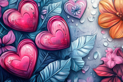 Heart and Leaves Background Wallpaper Product Image 1