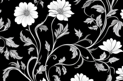 Black and White Floral Pattern Background Wallpaper Product Image 1