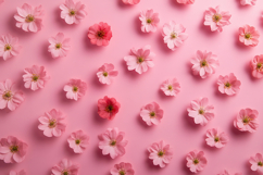 Pink Cosmos Flowers Background Wallpaper Product Image 1