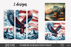 4th Of July Vintage Tumbler Wrap. American Eagle PNG Product Image 1