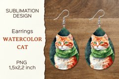 Christmas Cat | Earring Teardrop | Sublimation Design Product Image 1