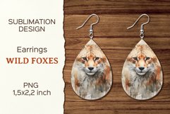 Wild Foxes Earring Teardrop | Sublimation Design Product Image 1