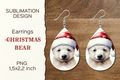 Christmas White Bear | Earring Teardrop | Sublimation Design Product Image 1