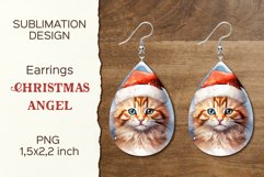 Christmas Cat | Earring Teardrop | Sublimation Design Product Image 1