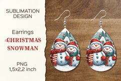 Christmas Snowman | Earring Teardrop | Sublimation Design Product Image 1