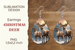 Christmas Deer Earring Teardrop | Sublimation Design Product Image 1