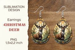 Christmas Deer Earring Teardrop | Sublimation Design Product Image 1