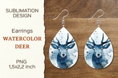 Christmas Deer Earring Teardrop | Sublimation Design Product Image 1