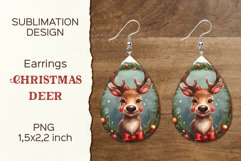 Christmas Cute Deer | Earring Teardrop | Sublimation Design Product Image 1