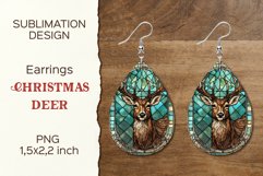 Christmas Deer Earring Teardrop | Sublimation Design Product Image 1