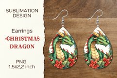 Christmas Dragon | Earring Teardrop | Sublimation Design Product Image 1