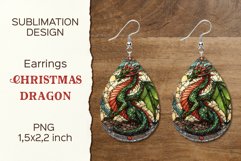 Christmas Dragon | Earring Teardrop | Sublimation Design Product Image 1