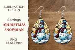 Christmas Snowman Earring Teardrop | Sublimation Design Product Image 1