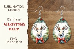 Christmas White Deer | Earring Teardrop | Sublimation Design Product Image 1