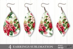 Christmas Earring Sublimation PNG. Poinsettia Earring PNG Product Image 1