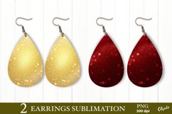 Christmas Sequins Teardrop Earring Sublimation PNG Product Image 1