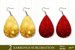 Gold and Red Sequins Teardrop Earring Sublimation PNG. Product Image 1