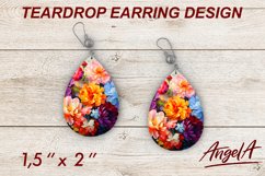 Flower earrings / teardrop earring sublimation / peony PNG Product Image 1