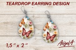 Butterfly teardrop earrings / butterflies, summer flowers Product Image 1