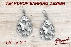 3d Butterfly teardrop earring sublimation, pattern butterfly Product Image 1