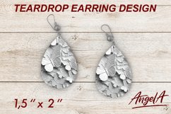 White Butterfly teardrop earrings sublimation / pattern Product Image 1