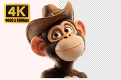 Chimpanzee Wearing Brown Cowboy Hat Transparent PNG Product Image 1