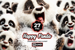 Happy Panda Clipart Bundle 27 PNG Transparent BG Product Image 1