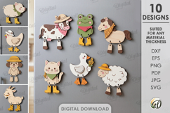 Farm Animals Magnets Bundle Laser Cut. Fridge Magnet SVG Product Image 1