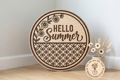 Hello Summer SVG Sign, Floral Laser Cut Door Hanger Product Image 1